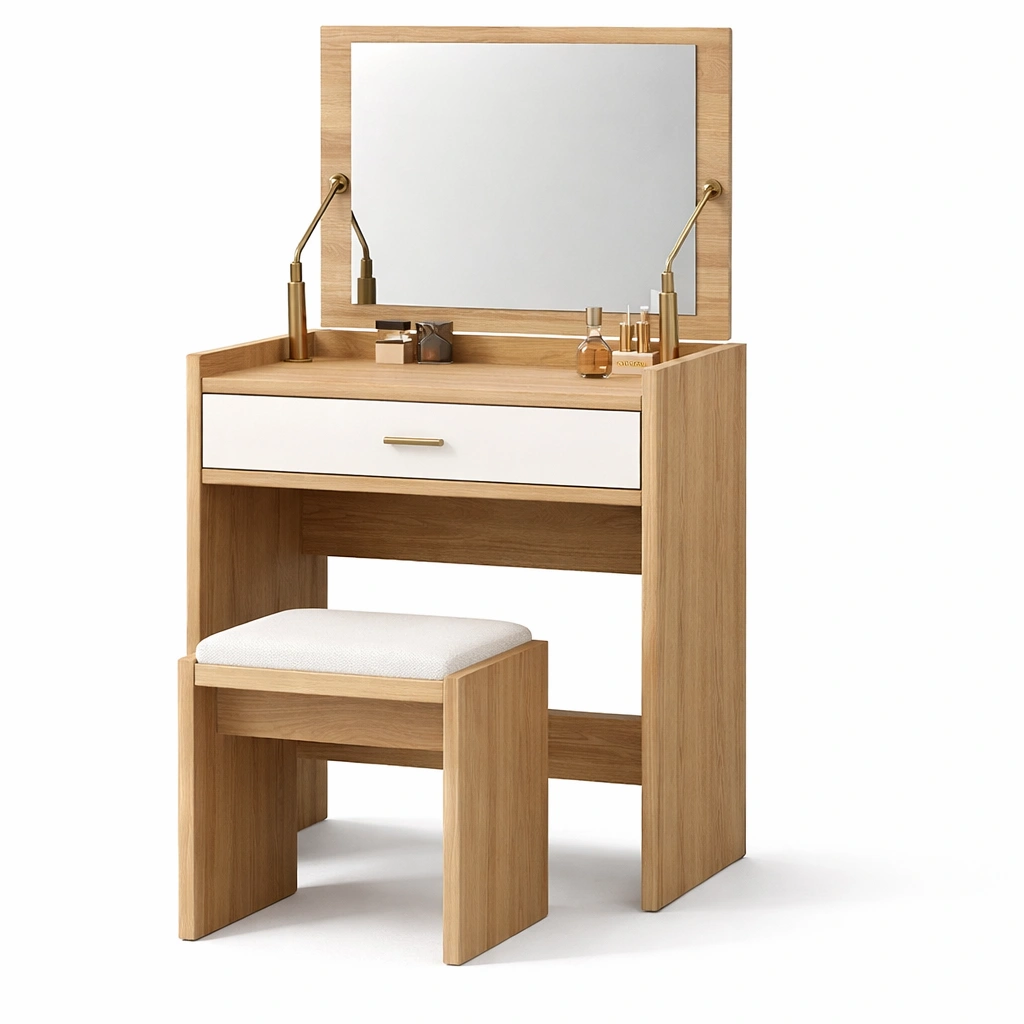 Schminktisch mit Spiegel und Hocker im modernen Stil-Domvyn